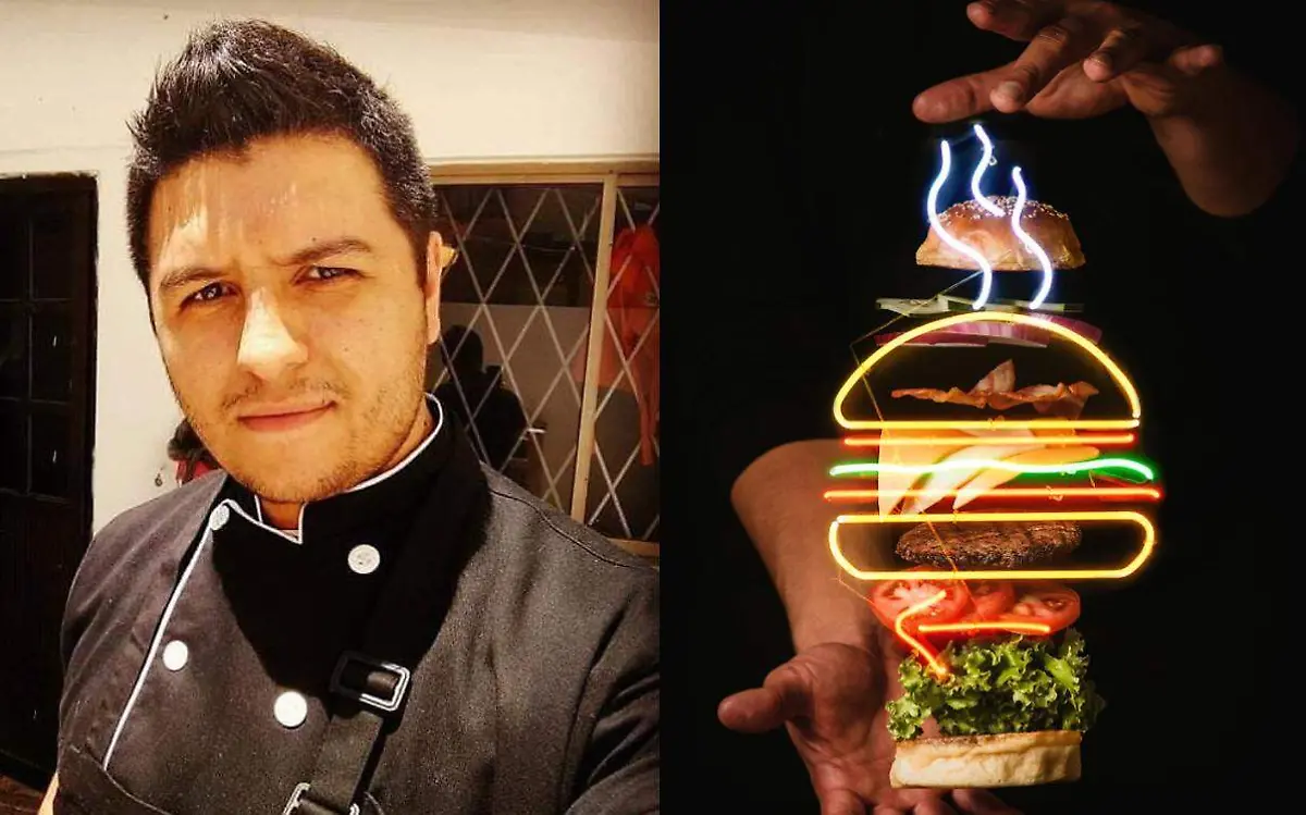 El licenciado en Gastronomía Luca Ocaña es el creador de la Hamburguesa 1829 Luca Ocaña y Pixabay